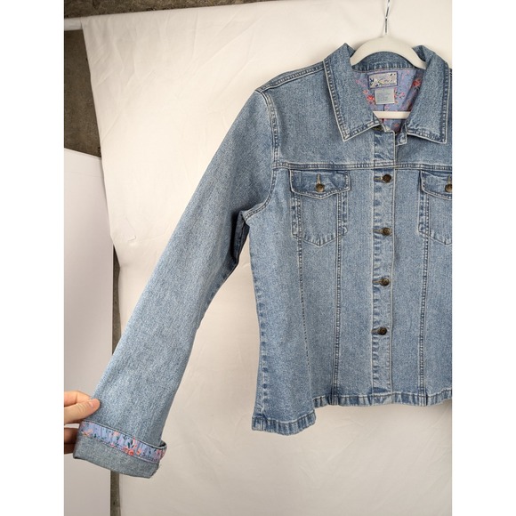 April Cornell Denim Jacket Floral Button Western Country Boho Indie Festival - Picture 3 of 10